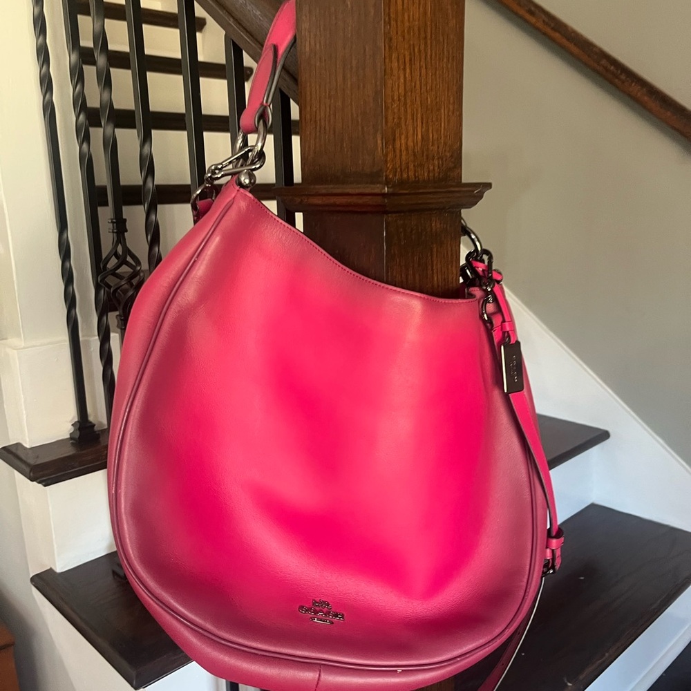 Coach Pink Leather Hobo Shoulder Bag